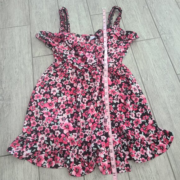 H&M Divided mini floral ruffle dress pink and black size small - Picture 7 of 12